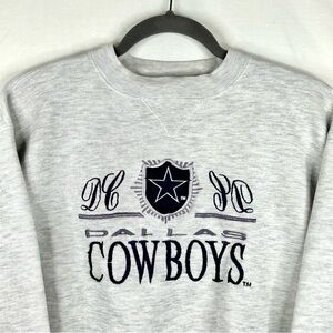 Vintage Dallas Cowboys Logo 7 Pullover Sweatshirt Size Medium Gray NFL Football